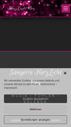 Vorschau der mobilen Webseite www.herzlicht-bea.de, Sängerin - HerzLicht Bea