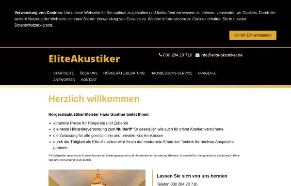 Vorschau von www.elite-akustiker.de, EliteAkustiker - Inh. H. Günther