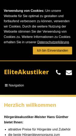 Vorschau der mobilen Webseite www.elite-akustiker.de, EliteAkustiker - Inh. H. Günther