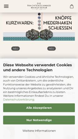 Vorschau der mobilen Webseite www.die-trachtenschmuck-manufaktur.de, Die Trachtenschmuck-Manufaktur