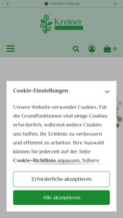 Vorschau der mobilen Webseite www.kreiner-gewuerze.de, Kreiner Gewürze