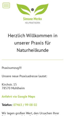 Vorschau der mobilen Webseite www.naturheilpraxis-merkx.de, Naturheilpraxis Merkx & Milles