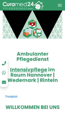 Vorschau der mobilen Webseite curamed24.de, Curamed24 Pflegedienst GmbH