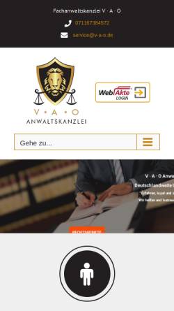 Vorschau der mobilen Webseite v-a-o.de, V A O Anwaltskanzlei