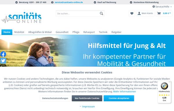 Vorschau von www.sanitaets-online.de, Sanitäts Online