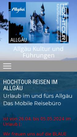 Vorschau der mobilen Webseite www.hochtour-reisen.com, Hochtour-Reisen