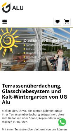 Vorschau der mobilen Webseite www.ug-alu.de, UG-ALU Terrassenüberdachungen