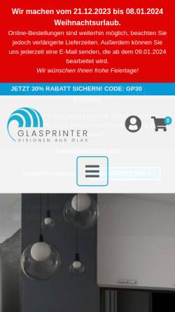 Vorschau der mobilen Webseite glasprinter.de, Glasprinter