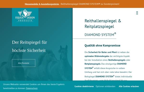 Vorschau von www.reithallenspiegel-reitplatzspiegel.com, EQUUS DESIGN PRODUCTS GmbH & Co. KG