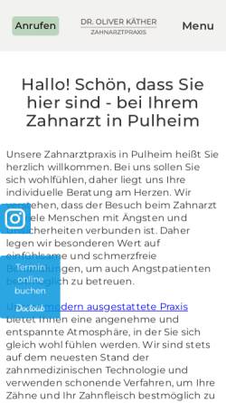 Vorschau der mobilen Webseite www.praxis-kaether.de, Zahnarztpraxis Dr. Oliver Käther