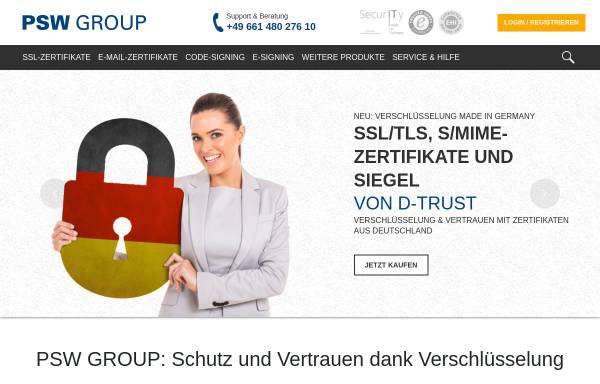 Vorschau von www.psw-group.de, PSW GROUP | SSL Verschlüsselungen