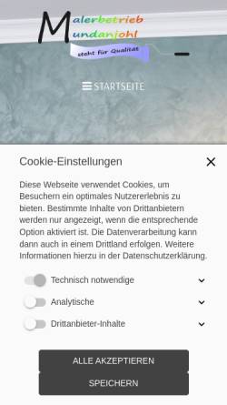 Vorschau der mobilen Webseite www.malerbetrieb-mundanjohl.de, Malerbetrieb Kevin Mundanjohl