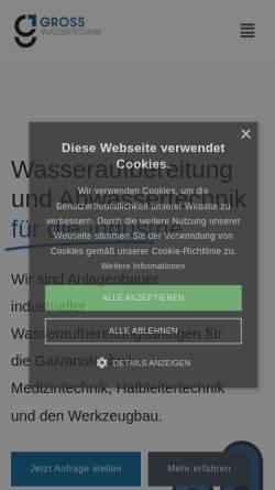 Vorschau der mobilen Webseite www.gross-wassertechnik.de, GROSS Wassertechnik GmbH