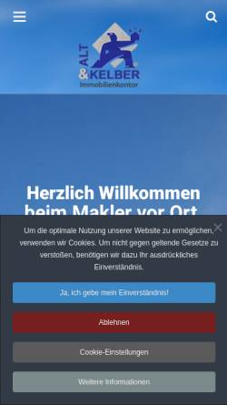Vorschau der mobilen Webseite www.welu-immo.de, Alt & Kelber Immobilienkontor - Lubinsky Immobilien