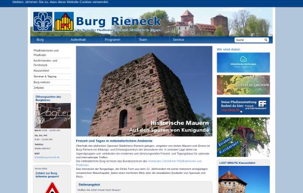 Vorschau von www.burg-rieneck.de, Pfadfinderburg Rieneck
