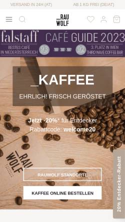 Vorschau der mobilen Webseite rauwolf-coffee.at, RAUWOLF - Parzefall GmbH & CO. KG