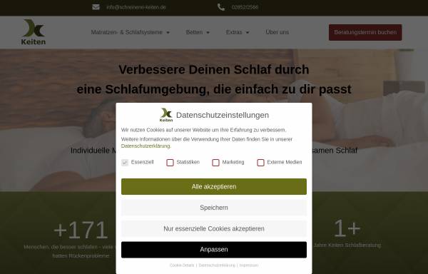 Vorschau von www.keiten-schlafberatung.de, Keiten Schreinerei GmbH