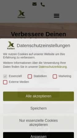 Vorschau der mobilen Webseite www.keiten-schlafberatung.de, Keiten Schreinerei GmbH