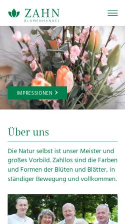 Vorschau der mobilen Webseite blumenzahn.de, Blumenhandel Zahn GbR