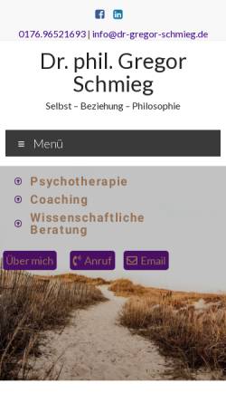Vorschau der mobilen Webseite dr-gregor-schmieg.de, Integrative Hypnose Lübeck - Dr. phil. Gregor Schmieg
