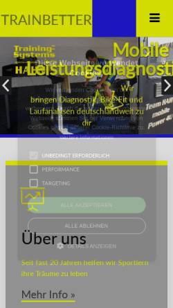 Vorschau der mobilen Webseite www.mobile-leistungsdiagnostik.de, Hahn-Training-Systems