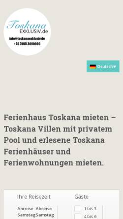 Vorschau der mobilen Webseite ToskanaExklusiv.de, Toskana Exklusiv