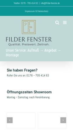 Vorschau der mobilen Webseite filder-fenster.de, Filder Fenster GbR