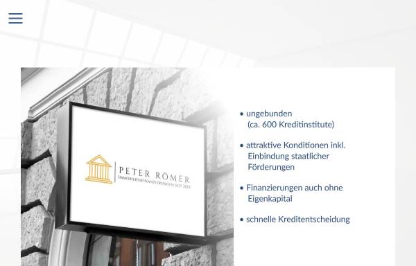 Vorschau von www.roemer-finanzierung.de, Peter Römer Immobilienfinanzierungen