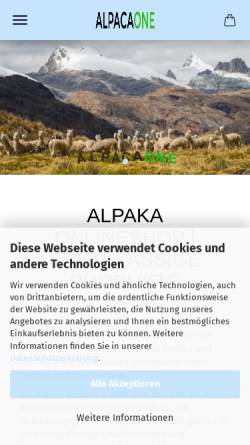 Vorschau der mobilen Webseite alpacaone.de, Alpaka