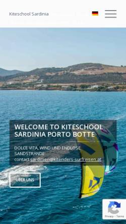Vorschau der mobilen Webseite www.kitesurfen-sardinien.at, Kiteschule Kiteriders Sardinia