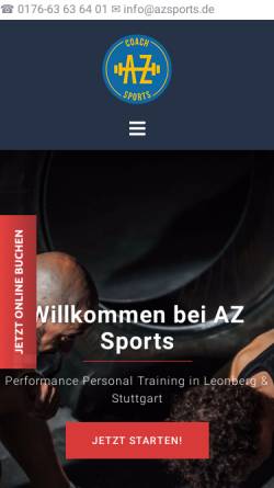 Vorschau der mobilen Webseite az-sports.de, AZ Sports e.K.