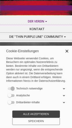 Vorschau der mobilen Webseite www.thinpurpleline.eu, Thin Purple Line e.V.