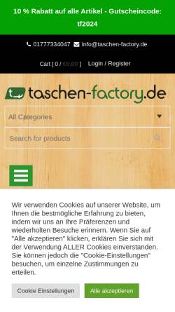 Vorschau der mobilen Webseite www.taschen-factory.de, Taschen-Factory