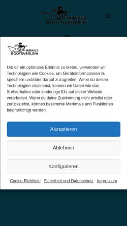 Vorschau der mobilen Webseite mimikus-bootsverleih.de, Mimikus Bootsverleih