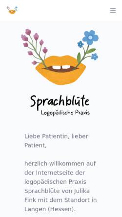 Vorschau der mobilen Webseite sprachbluete.de, Logopädische Praxis Sprachblüte