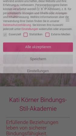 Vorschau der mobilen Webseite katikoerner.de, Kati Körner Bindungs-Stil-Akademie