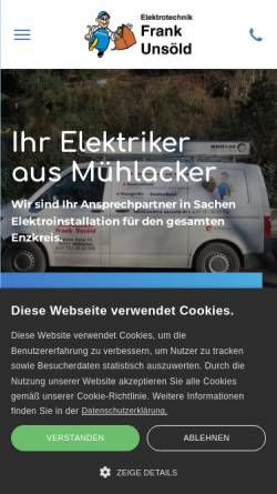 Vorschau der mobilen Webseite www.elektro-unsoeld.de, Elektrotechnik Frank Unsöld