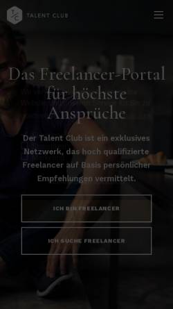 Vorschau der mobilen Webseite www.talentclub.com, Talent Club GmbH