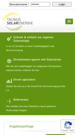 Vorschau der mobilen Webseite taunus-solarenergie.de, Taunus Solarenergie GmbH