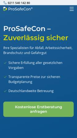 Vorschau der mobilen Webseite prosafecon.de, ProSafeCon GmbH