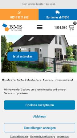 Vorschau der mobilen Webseite bms-schiebetore.de, BMS Schiebetore