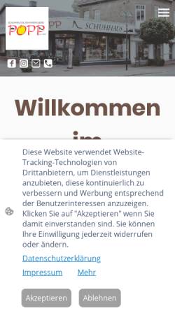 Vorschau der mobilen Webseite www.schuhhaus-popp.de, Schuhhaus Popp