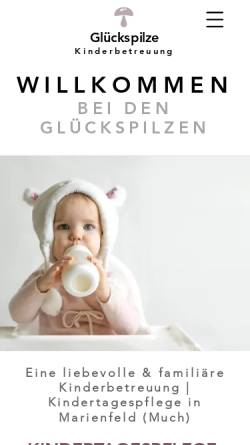 Vorschau der mobilen Webseite www.kinderbetreuung-glueckspilze.de, Kinderbetreuung Glückspilze