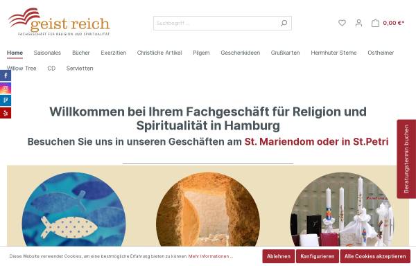Vorschau von www.geistreichhamburg.de, geist+reich am St. Marien-Dom