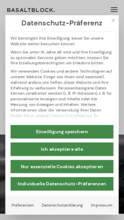 Vorschau der mobilen Webseite basaltblock.de, BASALTBLOCK