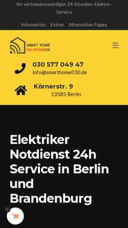 Vorschau der mobilen Webseite www.smarthome030.de, ElektrikerBerlin24