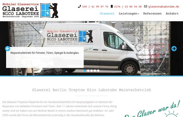 Vorschau von www.labotzke.de, Glaserei Berlin Treptow Nico Labotzke Meisterbetrieb