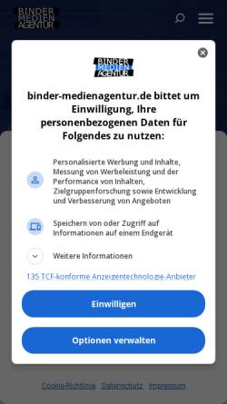 Vorschau der mobilen Webseite binder-medienagentur.de, Binder Medienagentur