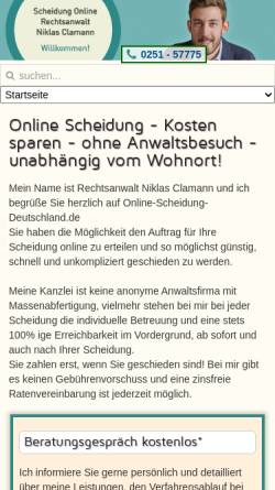 Vorschau der mobilen Webseite www.online-scheidung-deutschland.de, Rechtsanwalt Niklas Clamann
