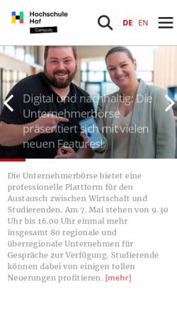 Vorschau der mobilen Webseite campuls.hof-university.de, Campuls - Hochschule Hof